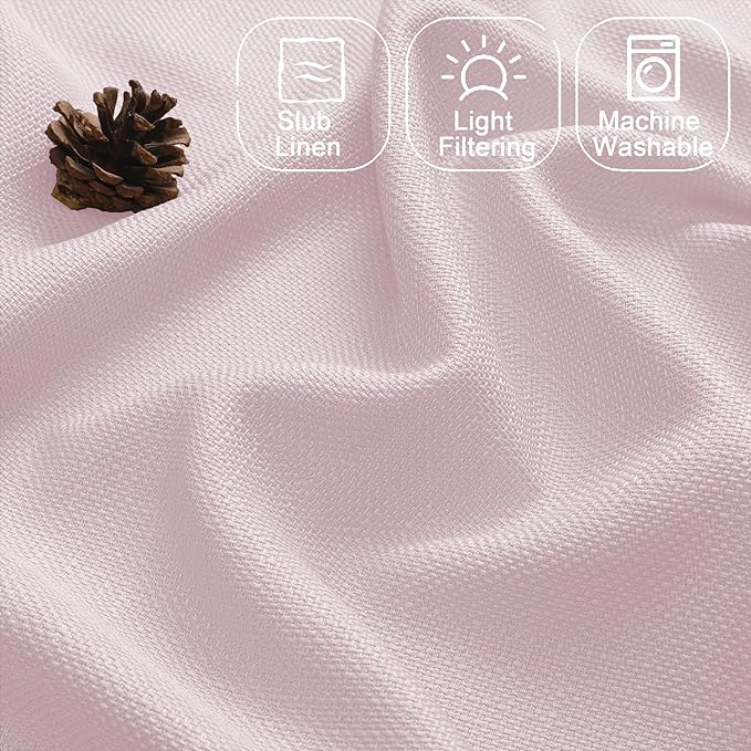 Chyhomenyc Blush Pink Valance for Windows, Light Filtering Faux Linen Textured - Image 3