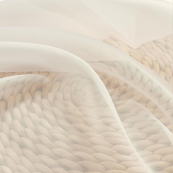 Chyhomenyc Cream Sheer Curtains 72 Inch Length 2 Panels, Light Filtering Top - Image 7
