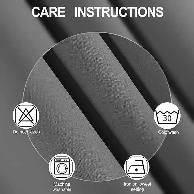Blackout Curtains 66 x 95 inch/Frost Grey Curtains Set of 2 Panels/Thermal - Image 4