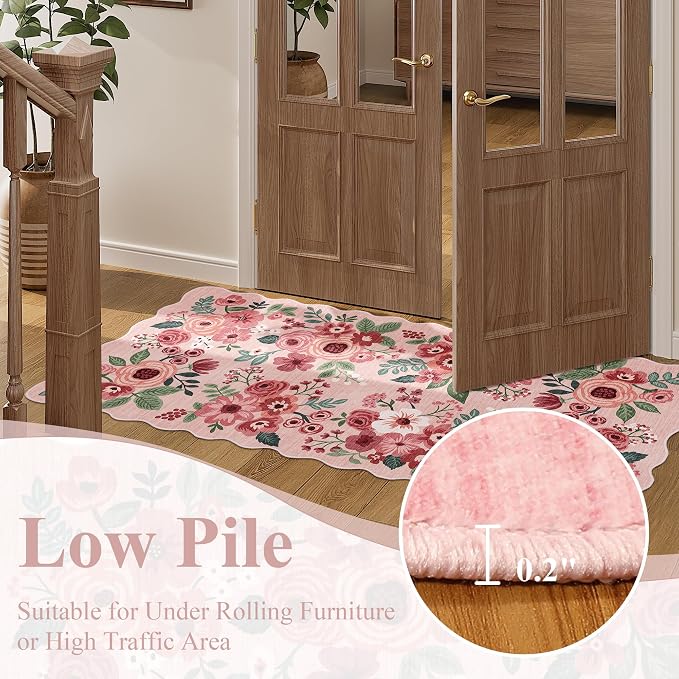 DUKINO 4x6 Area Rug, Non Slip Floral Washable Rug - Image 9
