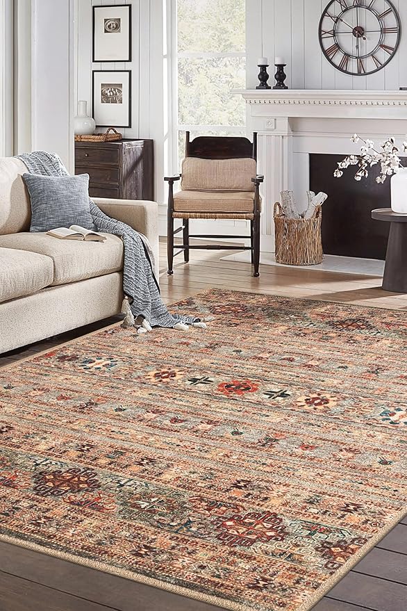 Keen Home Design 3x5 Rug - Machine Washable Entry Rug with Non-Slip Backing, Ideal for Enteryway, Kitchen, Bathroom, Laundry Room - Vintage, Easy Clean, Durable, Low Pile Rug - (3' x 5')