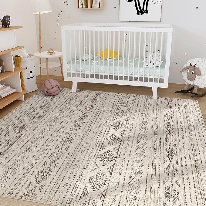 Nakagishi Area Rug Living Room Rugs: 5x7 Washable Boho Large Neutral Farmhouse - Image 8