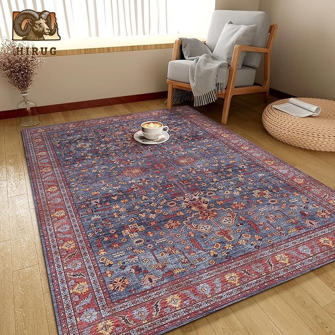 Washable Area Rug 6' x 9' Vintage Traditional Persian Mat - Image 4