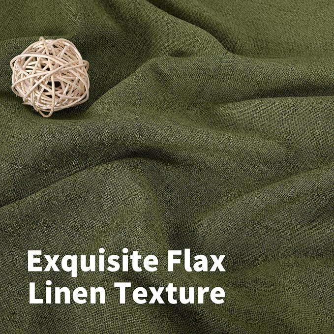 YoungsTex Olive Green Linen Curtains 63 Inch Length - Image 4