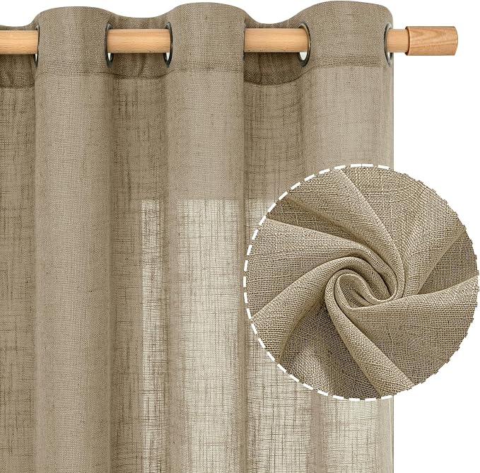 Taupe Linen Curtains 72 Inch Length - Image 2
