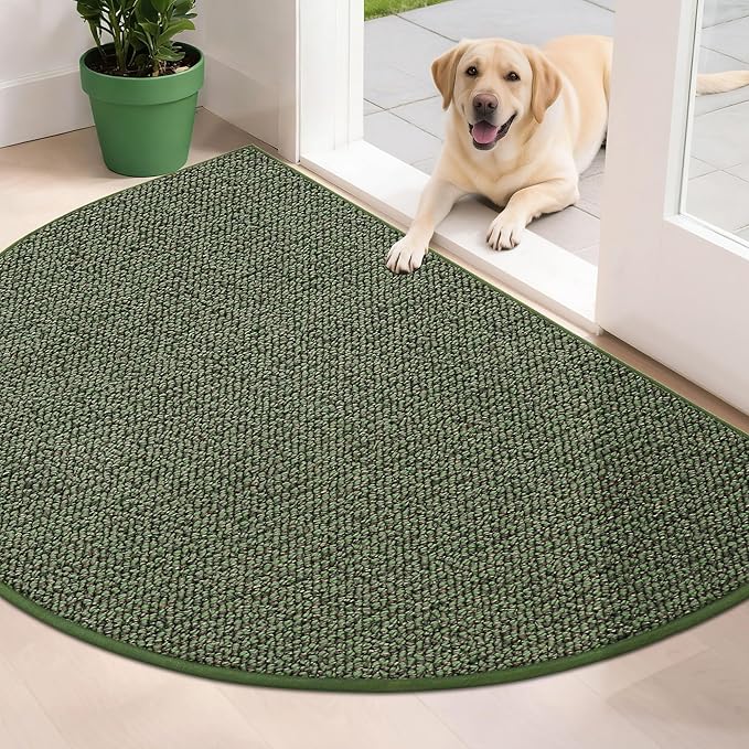BEQHAUSE Dirt Trapper Door Mat 32" x 48" Half Circle Non Slip Rugs, Absorbent by BEQHAUSE