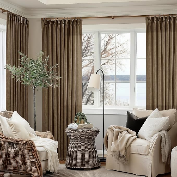 Dutch Cocoa Pinch Pleat Linen Curtains 108 Inches Long 60 Inch Wide 1 Panel | - Image 8