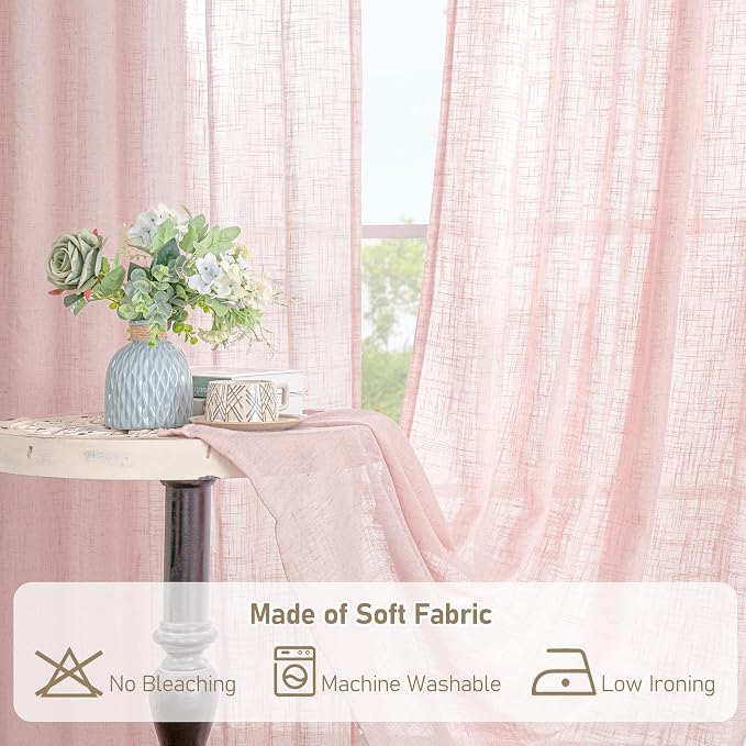 Semi Sheer Linen Curtains 45 Inches Long - Image 8