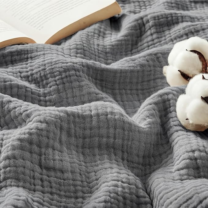Bedsure 100% Cotton Muslin Throw Blanket Large 50x70 Inches by Unknown