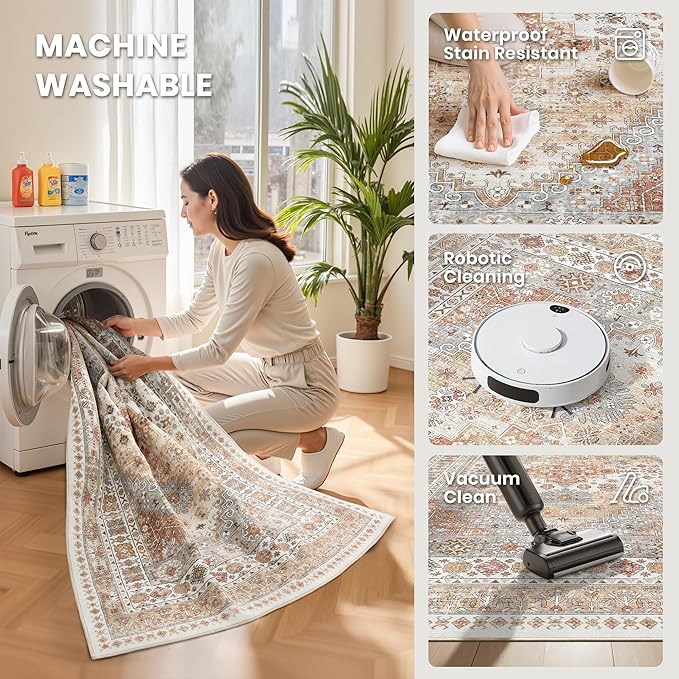 2'6 x 12' Runner Rug Non Slip, Washable Kitchen Rugs, Living Room, Long Rug - Image 4