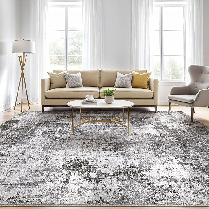 LOONGRUG Area Rug 5x7 Washable Neutral Modern Abstract Living Room Rugs | Soft - Image 5