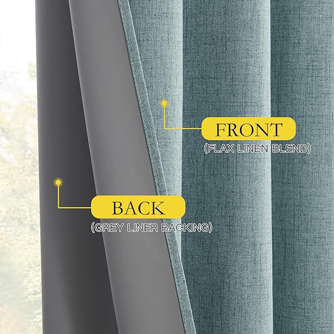 NICETOWN Skylark Blue 100% Blackout Short Curtains 63" Long - Image 7