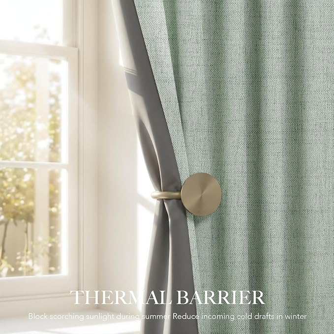 RYB HOME Sage Green 100% Blackout Curtains 90 inches Long, Thermal Insulated - Image 5