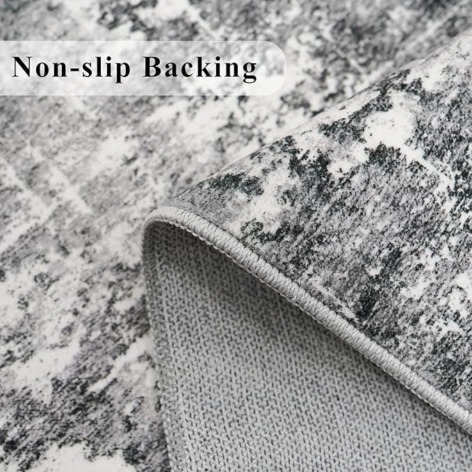 Abstract 2x4 Entryway Area Rugs: Washable Water Resistant Kitchen Rug Non-Slip - Image 3