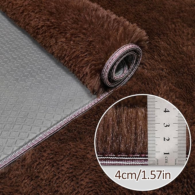 Brown Runner Rug for Bedroom Brown 2x5ft Fluffy Area Rug Bedside Runner Rug for - Image 5