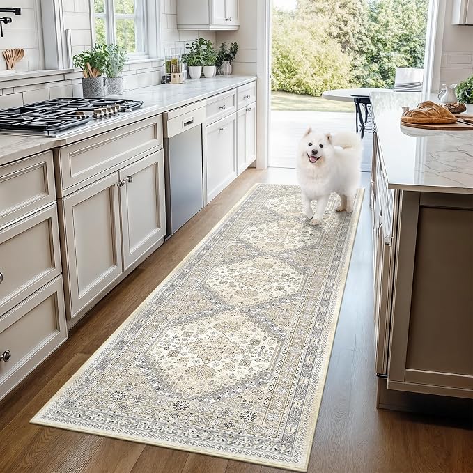 2.5x10 Kitchen Runner Rug Non Slip Vintage Washable Rugs, Carpet Runner - Image 9