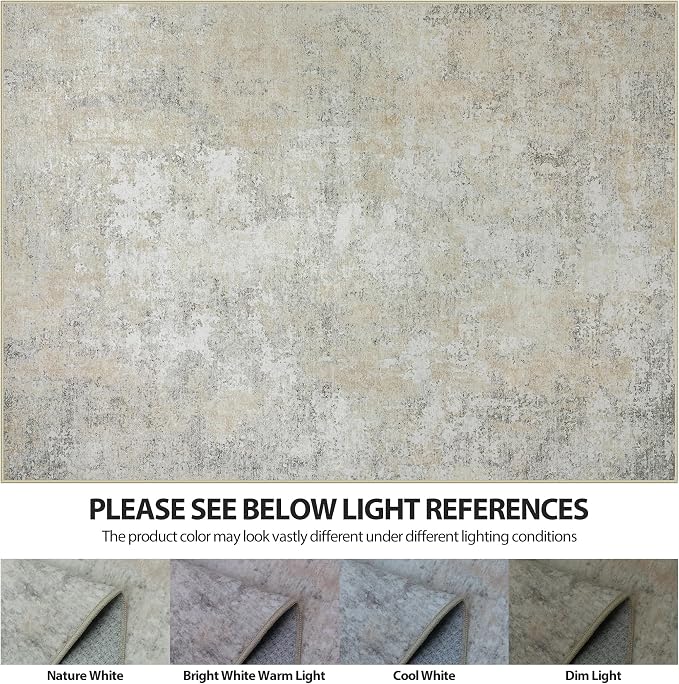 8x10 Area Rugs for Living Room Washable Bedroom Dining Room Beige Grey | Modern - Image 7