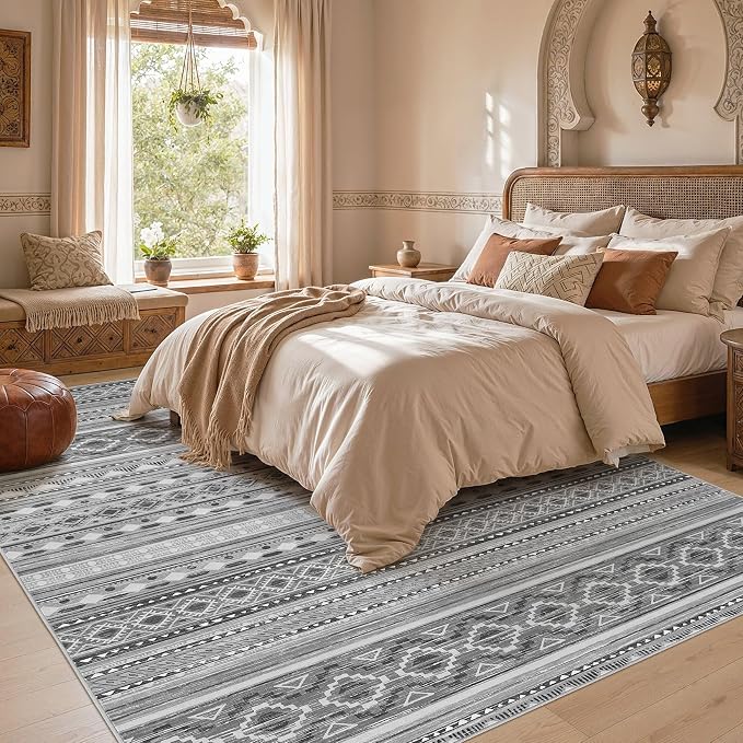 cotiled Boho 8x10 Area Rugs for Living Room: Large Moroccan Washable Rug | Low - Image 6
