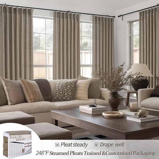 Dark Flax Extra Long Floor to Ceiling Viral Drapes 108 Inches Long 2 Panels - Image 6