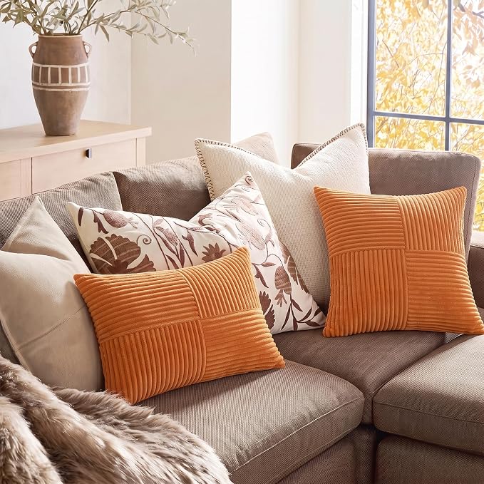 Fancy Homi 2 Packs Burnt Orange Lumbar Decorative Throw Pillow Covers 12x20 Inch - Image 5