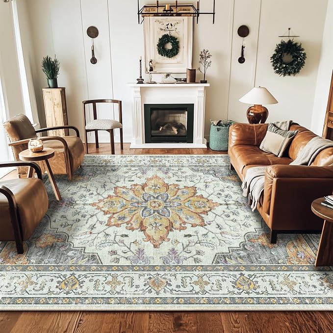 RELEANY Washable Area Rug, Large 9'x12', Water Repellent, Pet Friendly - Image 3