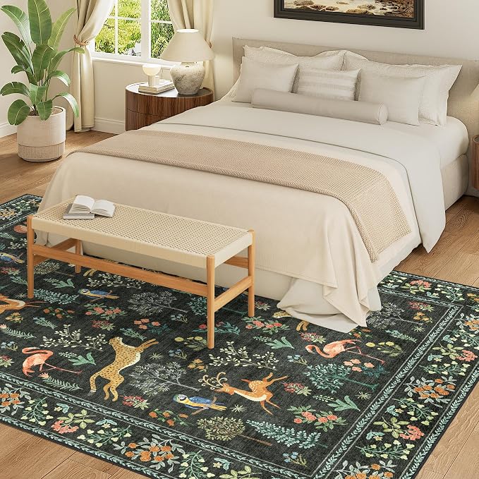 DUKINO 8x10 Area Rugs, Washable Soft Animal Bedroom Rug Non Slip, Low Pile - Image 3