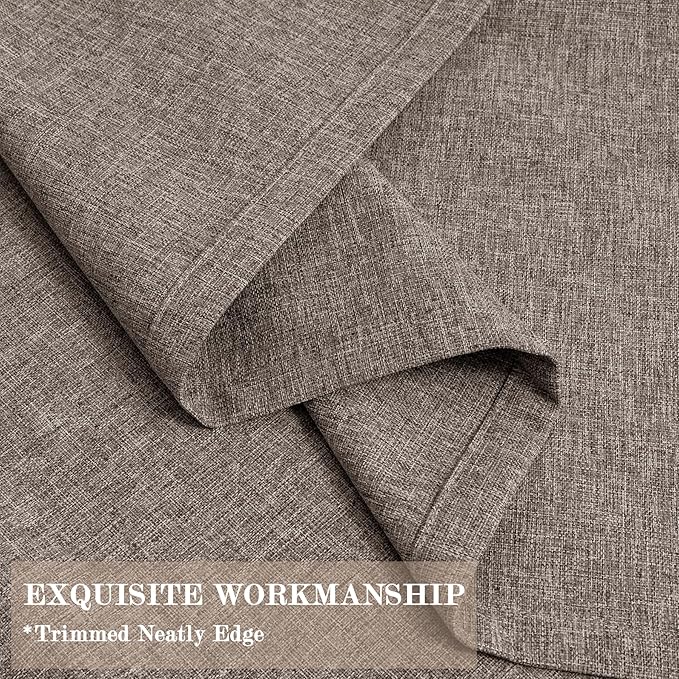 Light Coffee Pinch Pleat 100% Blackout Drapes Linen Blend, Room Divider, Room Darkening, Energy Saving, Furniture Protecting, Light Blocking Extra Wide Privacy Curtains, 240Wx84L, 1 PC