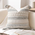 Gray Boho Decorative Throw Pillow Cover 22x22 Square Farmhouse Accent Cushion by BlissBlush