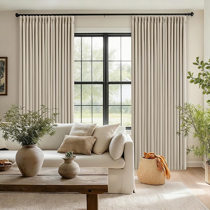 Oatmeal Beige 70 Inch Extra Wide 100% Blackout Curtain 84 Inches Long | Pinch - Image 8