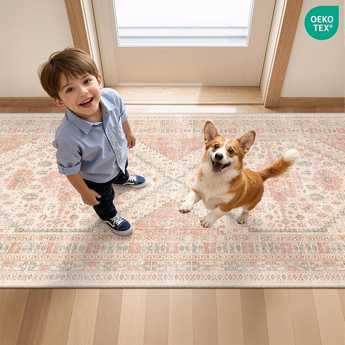 2.5x10 Kitchen Runner Rug Non Slip Vintage Washable Rugs, Carpet Runner - Image 7