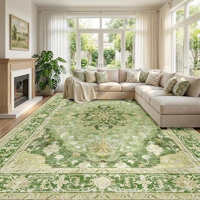 RELEANY Washable Area Rug, Large 10'x14', Water Repellent, Pet Friendly by RELEANY