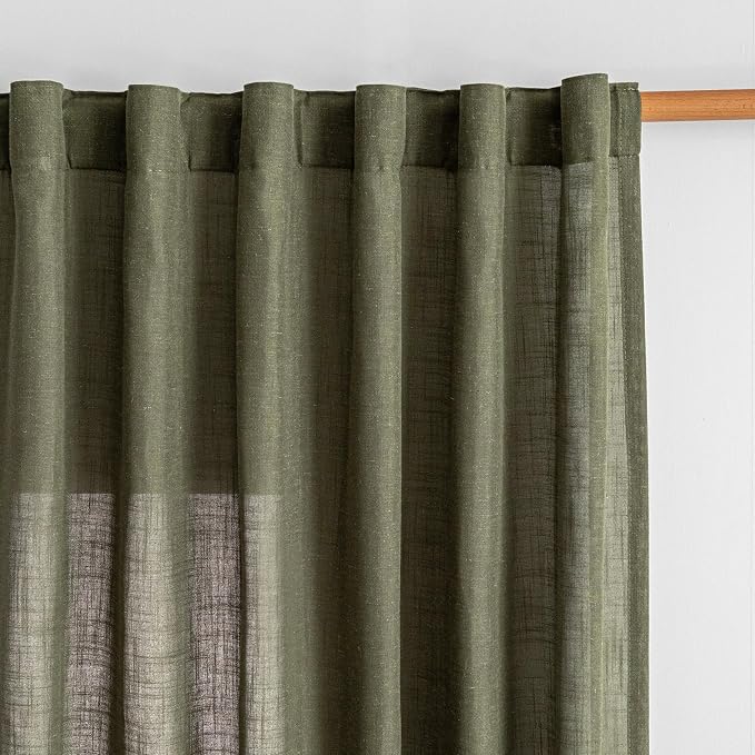 MYSKY HOME 95 Inch Semi Sheer Sliding Door Curtains Farmhouse Light Filtering by MYSKYHOME
