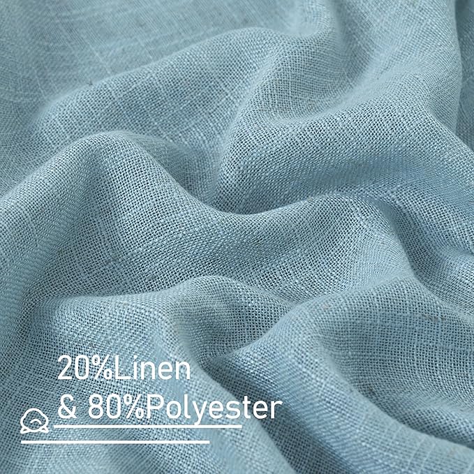 Semi Sheer Window Linen Curtains 54 Inch, 2 Panels, 34 x 54 Inch | Light - Image 2
