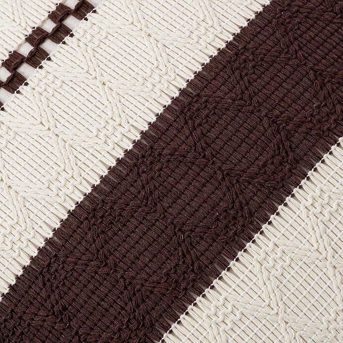 Fancy Homi Set of 1 Boho Brown Decorative Throw Pillow Cover 18x18 Inch - Image 4