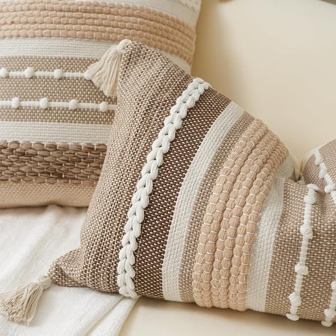 Decorative Lumbar Throw Pillow Cover 14x24 Boho Brown Accent Cushion - Image 3