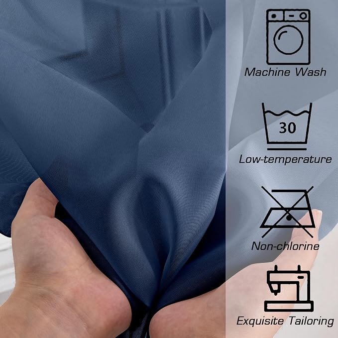 Simplebrand Navy Tier Curtains for Kitchen 24 Inches Long 2 Panels Set - Image 7