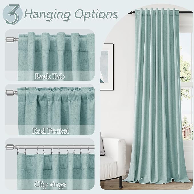 100% Blackout Linen Curtains 63 Inch Length 2 Panels Set - Image 6