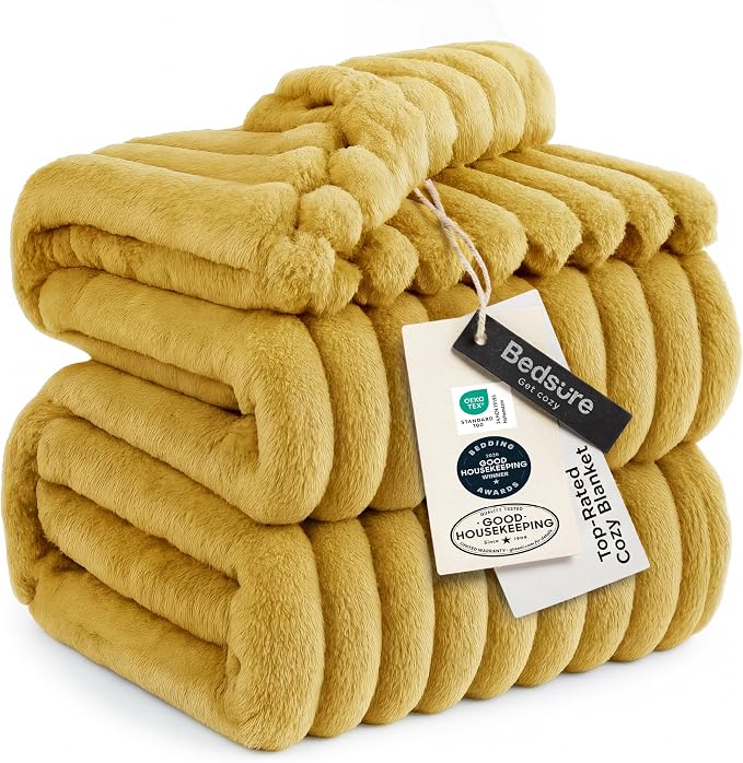 Bedsure Soft Cal Size Blanket for Bed Yellow 102"x96" | Birthday Gifts for by Unknown