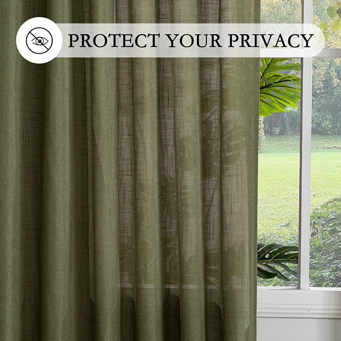 MYSKY HOME 72 Inches Long Semi Sheer Curtains Light Filtering Window Drapes - Image 6