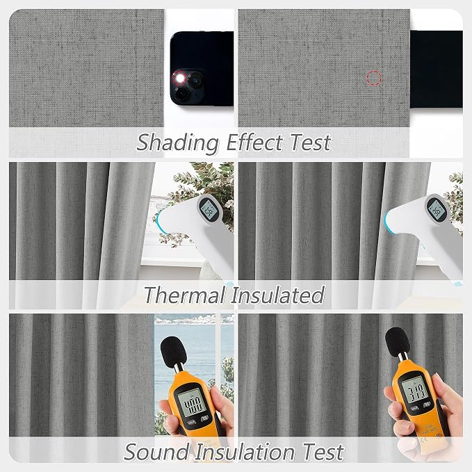 Guken 100% Blackout Linen Curtains 120 Inch Length 2 Panels Set - Image 5