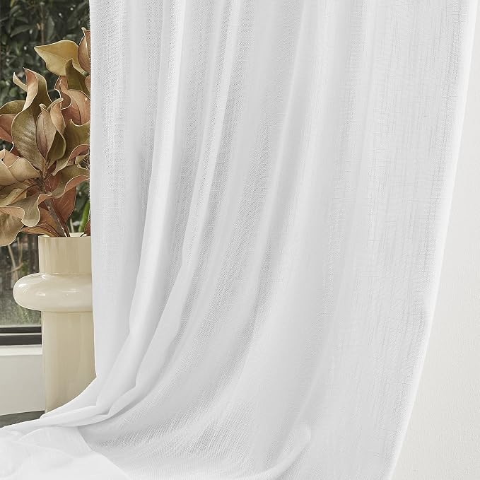 MYSKY HOME Floor to Ceiling Curtains 102 Inches White Sheer Window Drapes 2 - Image 7