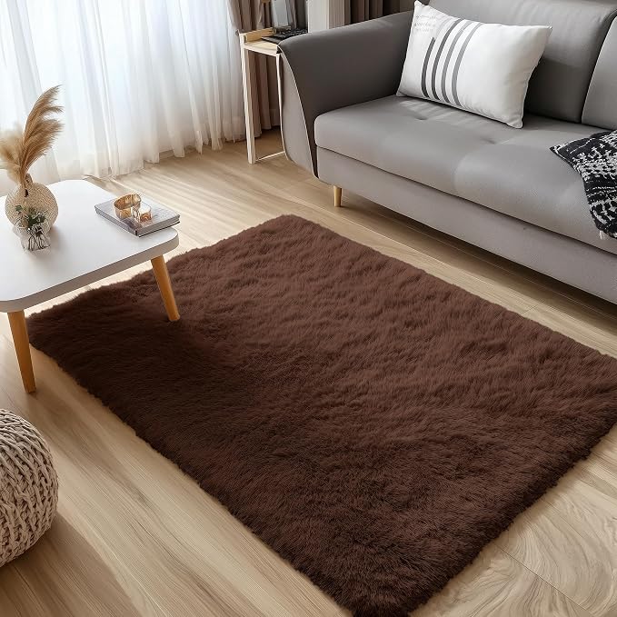 OLANLY 3x5 Machine Washable Small Bedside Rug, Soft Fluffy Shaggy Rugs - Image 3