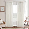 96 Inch Pleated Light Filtering Natural Linen Boho Curtains 50 Inch Wide | by Twodrapes