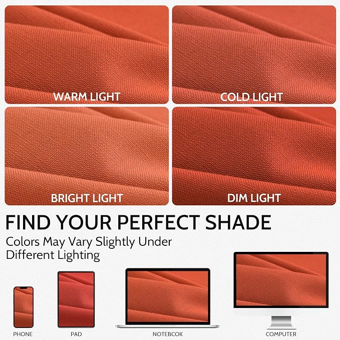 Nanspring Bright Orange Linen Blend Light Filtering Back Tab Curtains 102 - Image 4