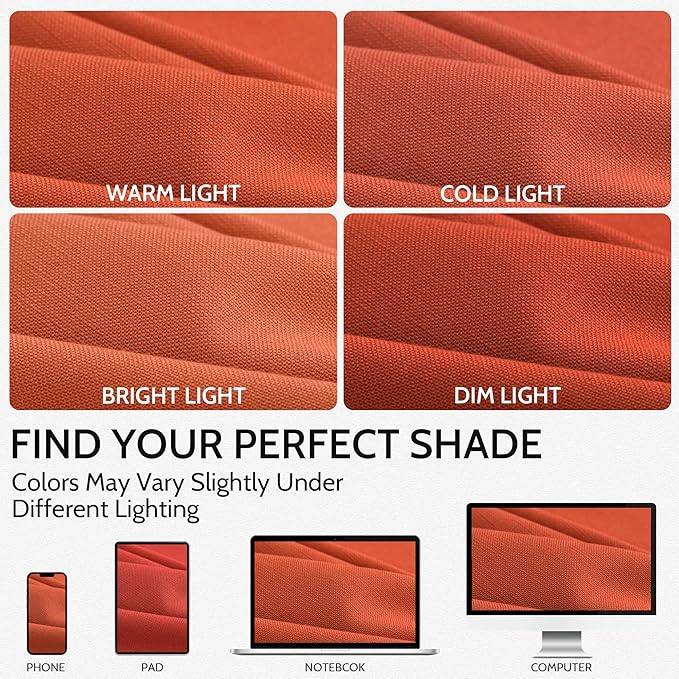 Extra Long Curtain Bright Orange Morden Linen Blend Light Filtering Back Tab - Image 4