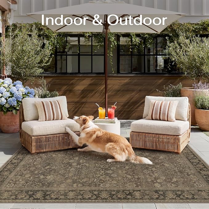4x6 Brown Linen Look Washable Area Rug - Image 5