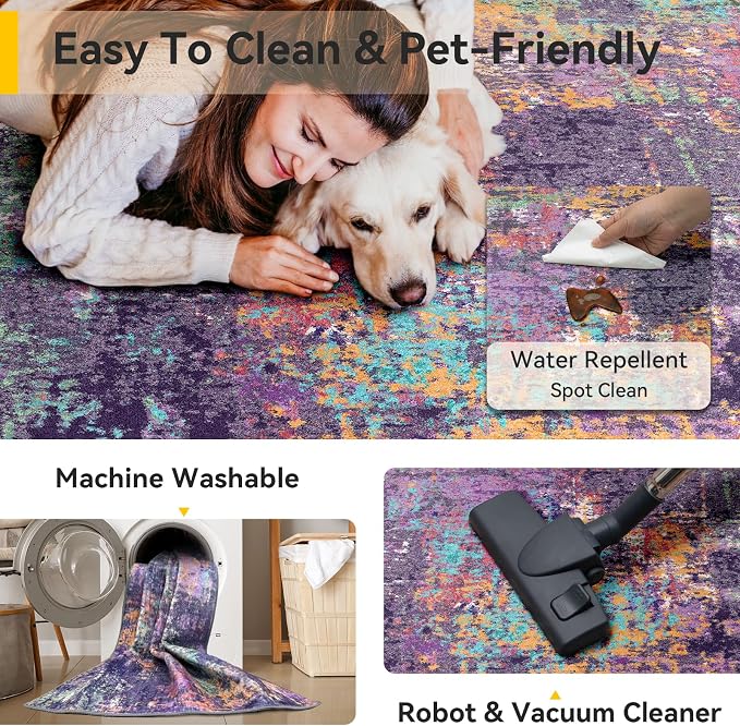 RELEANY Washable 8'x10' Abstract Area Rug - Image 5