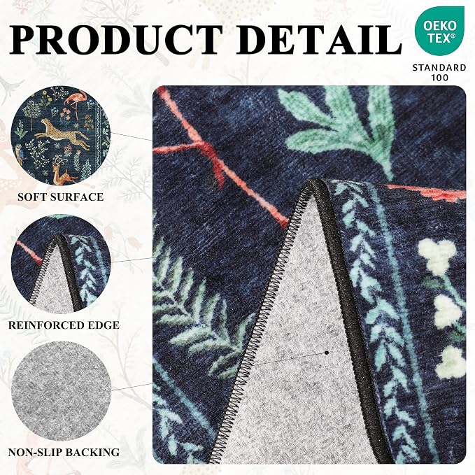 DUKINO 3x8 Runner Rug, Animal Washable Runner Rug - Image 4