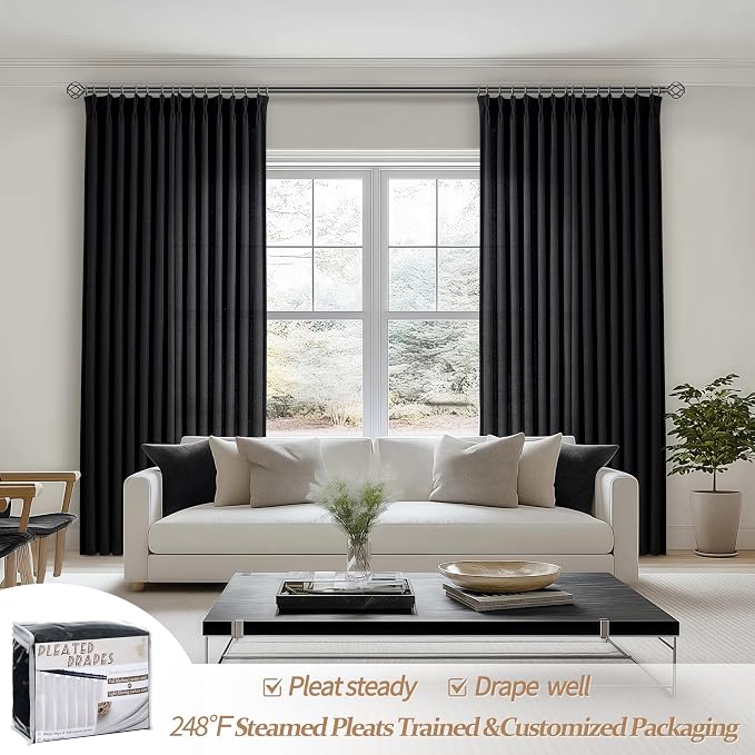 Extra Long Floor to Ceiling 108 Inch Negras Cortinas Para Sala, Pinch Pleated - Image 2