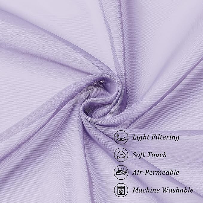 Chyhomenyc Lilac Sheer Curtains 96 inches Long 2 Panels, Light Filtering Soft - Image 9